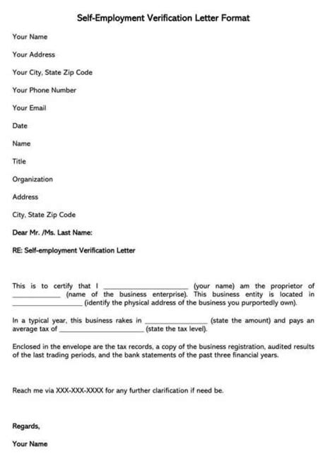 How To Write A Letter Stating Self Employment | Onvacationswall.com