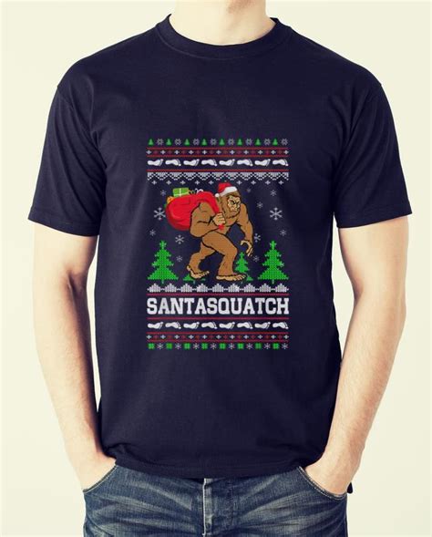 hot funny santasquatch bigfoot ugly christmas sweater t shirt