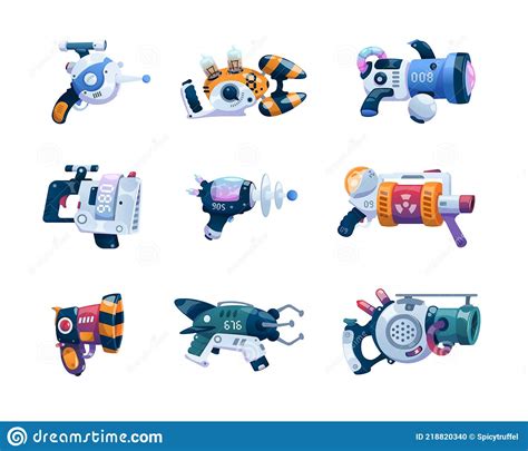 Game Weapon Cartoon Space Alien Blaster With Futuristic Laser Future