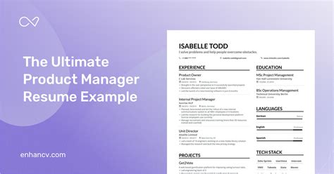 Provide consulting services on investment activities and develop strategies for the company. Product Manager Resume: Tips and Tricks to Write a Job ...