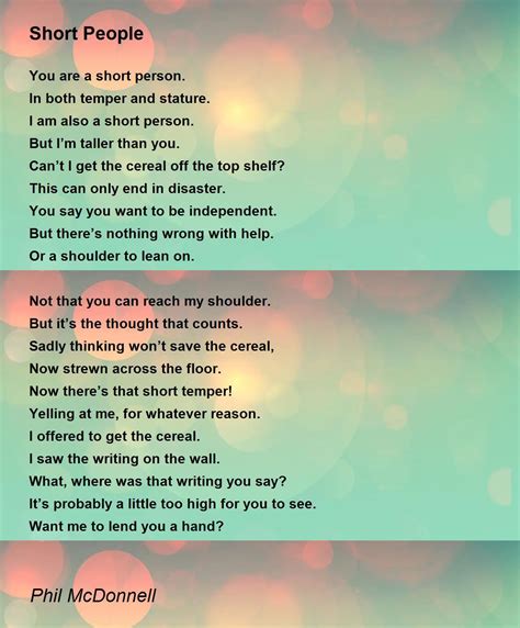 Short People Short People Poem By Phil Mcdonnell