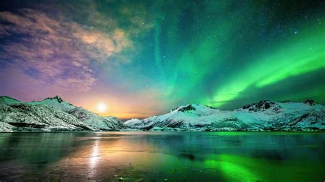 Aurora Northern Lights During Nighttime 4k Nature Hd Desktop Wallpaper