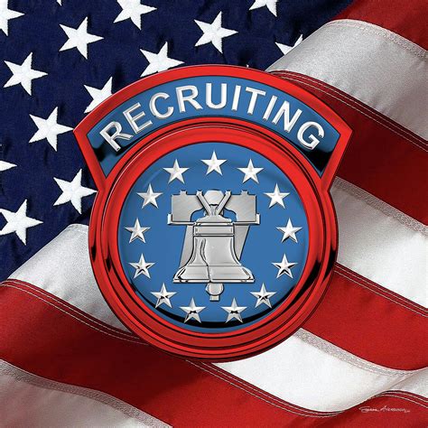 Army Recruiting Command U S A R E C Insignia Over Flag Digital Art By