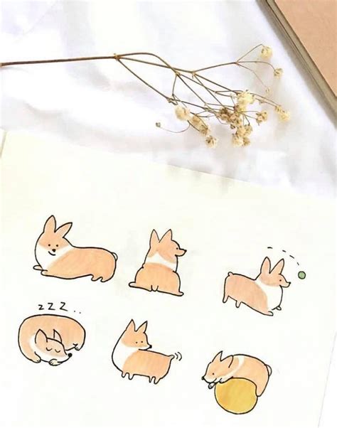 Teach and build drawing skills with these versatile printable. ig@sleepy.tofu 's corgi doodles. so adorable! | How to ...