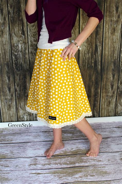 Mustard Yellow And Off White Polka Dot Aline Skirt For Women From