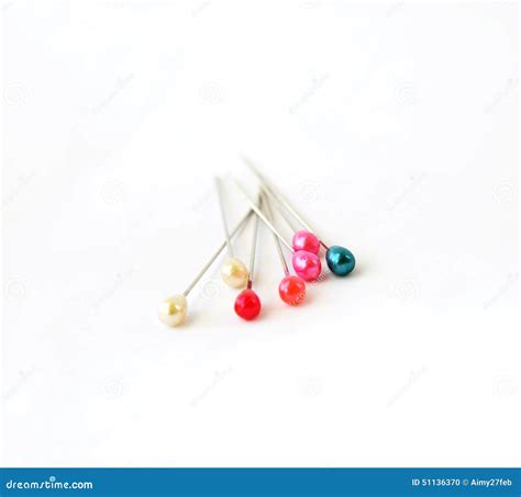 Many Sewing Push Pins Isolated On White Background Stock Photo