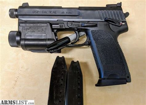 Armslist For Sale Usp 45 Tactical With Hk Light Three Mags Case