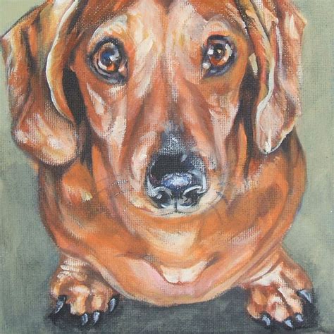 Dachshund Dog Art Canvas Print Of La Shepard Painting 12x12