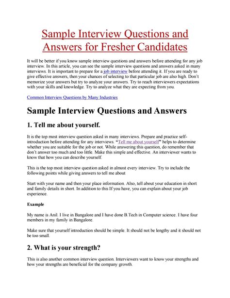 Tell Me About Yourself Interview Question And Answer Sample For