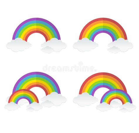 Vector Rainbow And Clouds Set Stock Vector Illustration Of Card