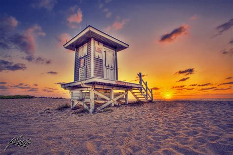 Singer Island Beach Lifeguard Tower Sunrise Hdr Photography By