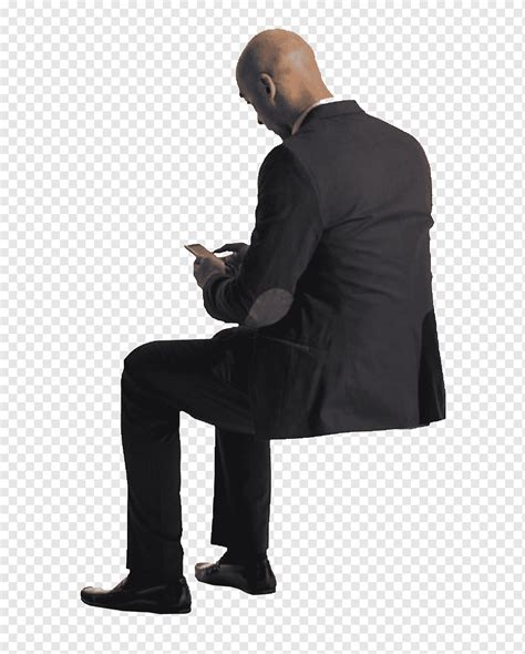 Man In Black Suit Holding Android Smartphone Bean Bag Chairs Human