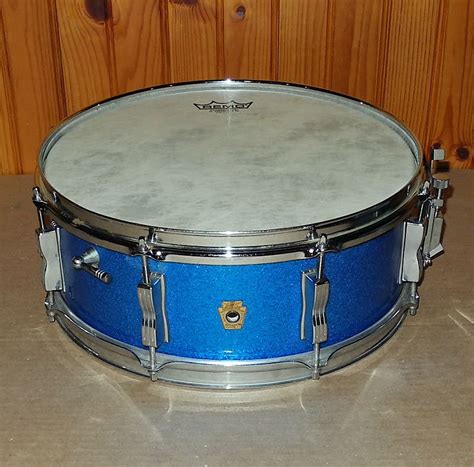 Vintage 1964 Ludwig Jazz Festival Snare Drum 14 X 5 Blue Reverb