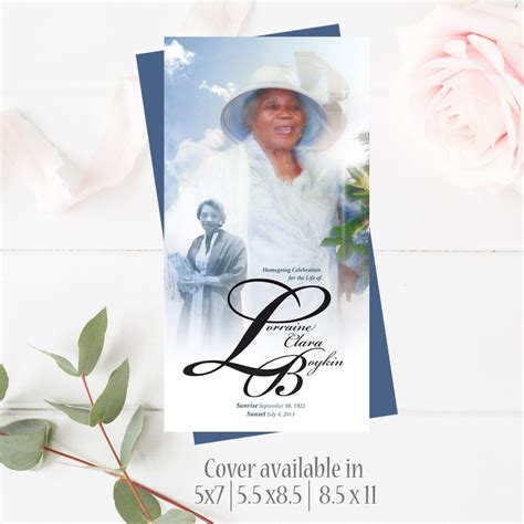 Funeral Memorial Keepsake Program Cover Celebration Of Life Etsy