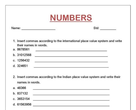 Operation On Large Numbers Worksheets