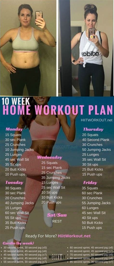 Drink plenty of water or infused water could just be the best beginning. The 10 Week No-Gym Home Workout Plans | At home workout ...