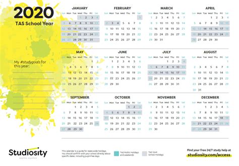 School Terms And Public Holiday Dates For Tas In 2020 Studiosity