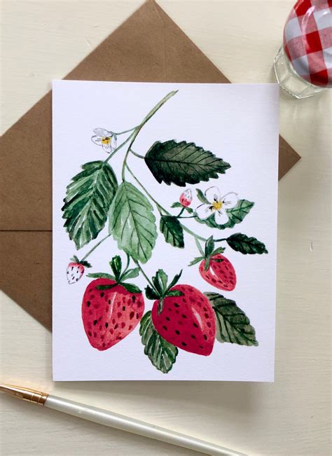 Set Of 10 Fruit Greeting Cards Watercolor Strawberry Blueberry Raspberry Lemon Orange Etsy
