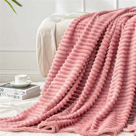 Fleece Throw Blanket Couch Ribbed Soft Warm Fuzzy Blanket Barbie Pink Throw Blankets China