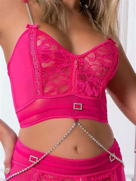 G World Pc Defining Bustier Garter Skirt With Pearled Chain Pink Or Turquoise Beautiful