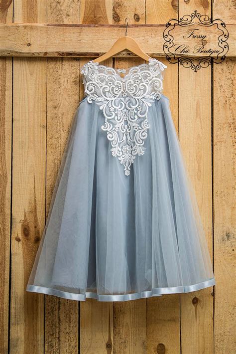 Dusty Blue Flower Girl Dress Boho Rustic Flower Girl First Etsy Flower Girl Dresses Boho