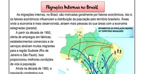 No Brasil O Processo De Migração Interna Foi Amplamente Ensino