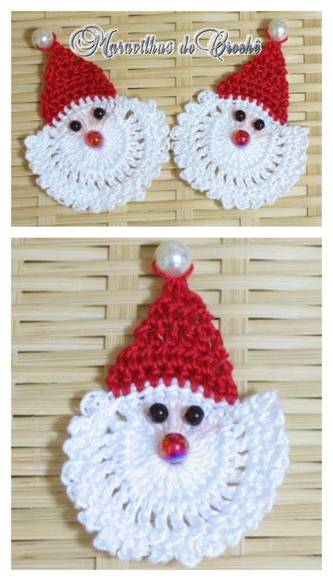 Great little stash buster projects!!! Santa Ornament Free Crochet Pattern