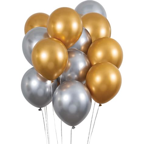 Schorin Company 12 Metallic Gold And Silver Latex Balloons 12pkg