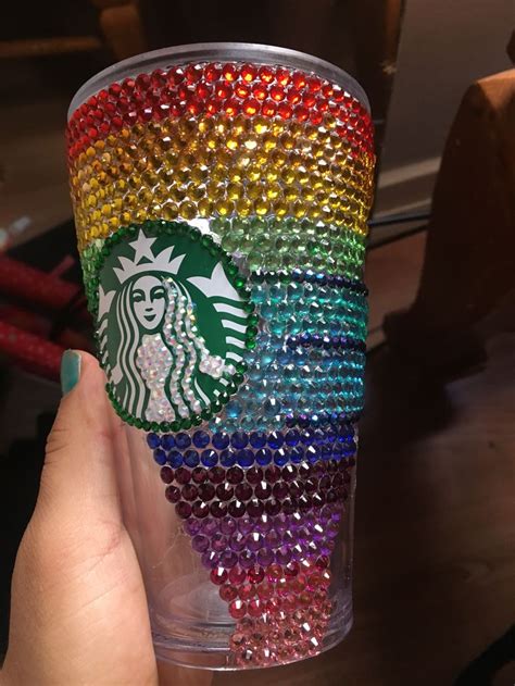 Starbucks Rainbow Bling Tumbler Rhinestone Projects Bling Bottles