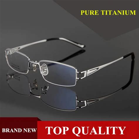 pure titanium eyeglass frames luxury half rimless fashion glasses myopia rx able in eyewear