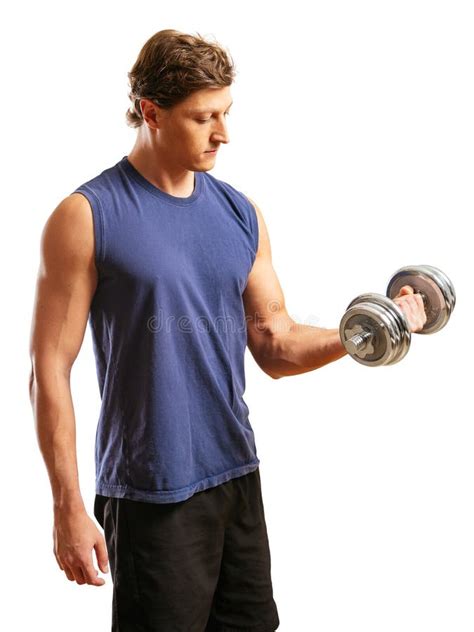 Man Doing One Arm Bicep Curl Stock Photo Image Of Body Weight 39777716
