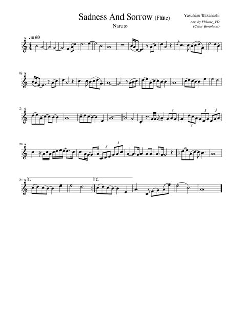Narutosadness And Sorrow Flûte Sheet Music For Recorder Solo