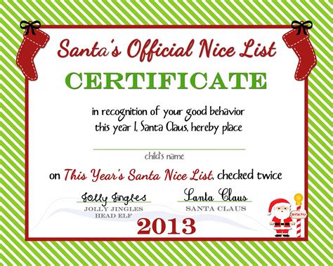 So, you can customize it using any vector software that. {Free Printable) Nice List Certificate from the North Pole ...