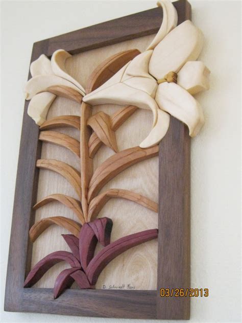 Lily Intarsia Carved Flower By Rakowoods Easter Wall Decor Etsy