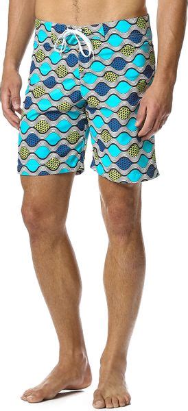 Bantu Wavy Long Board Shorts In Multicolor For Men Bluegreen Lyst