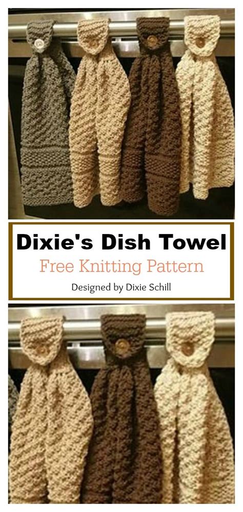 8 Hanging Dish Towel Free Knitting Pattern Knit Kitchen Towel Pattern