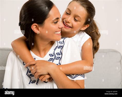 Beautiful Mom And Daughter Having Fun At Home Stock Photo Alamy