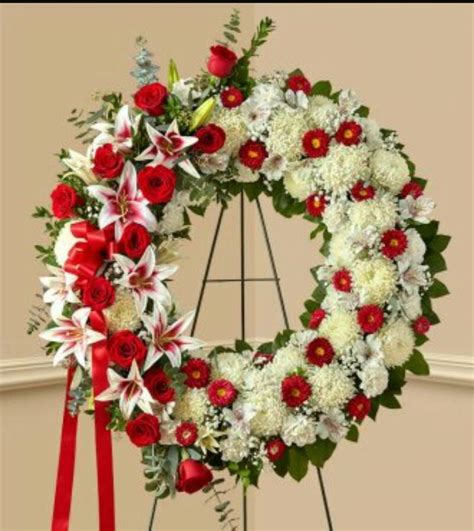 Red And White Sympathy Wreath Funeral Flowers Philippines
