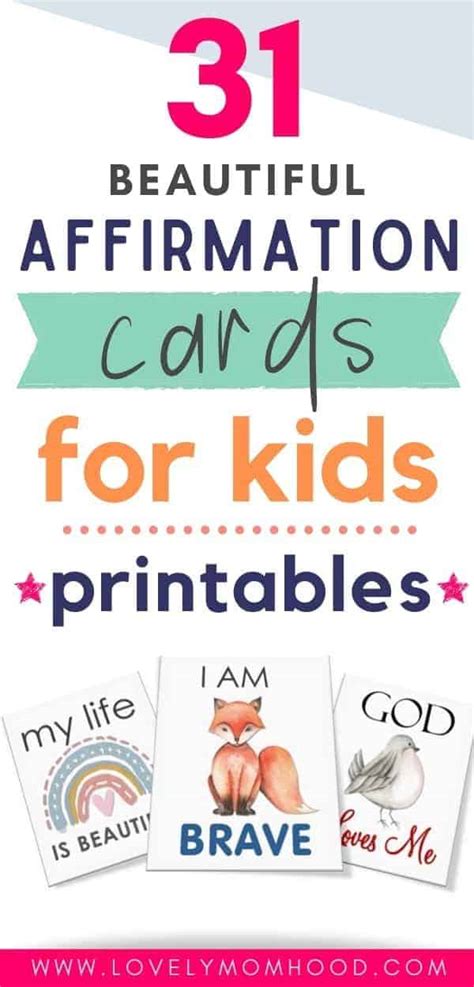 31 Beautiful Affirmation Cards For Kids Printable Lovely Momhood