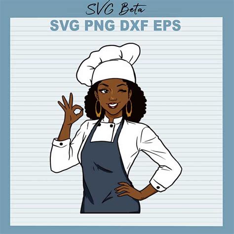 Black Woman Chef Svg Cut Files For Cricut Silhouette Studio Handmade Craft