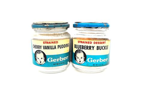 Vintage Gerber Baby Food Jars 1960s Cherry Vanilla Pudding And Etsy