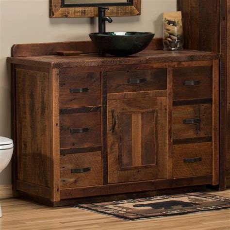 Drawers and an open shelf provide ample. Timber Frame Barn Wood Vanity | Rustic bathroom vanities ...