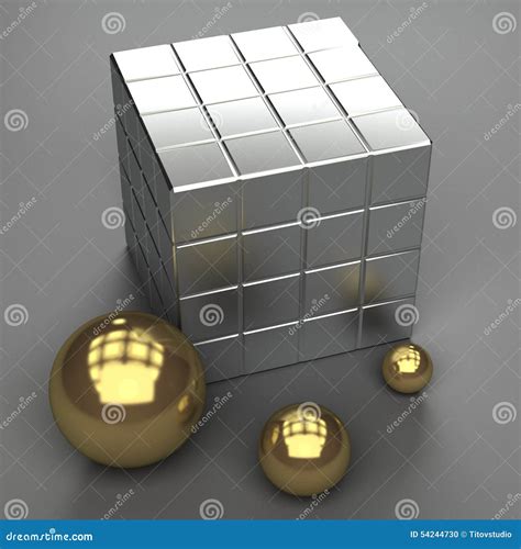 Illustration Of Cube And Spheres Stock Illustration Illustration Of