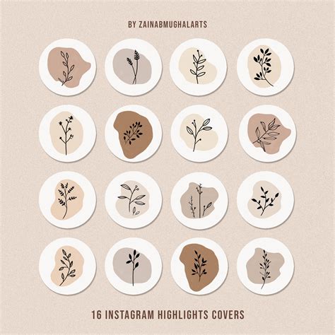 Botanicals Instagram Cover Icons Abstract Nude Shades Wildflowers