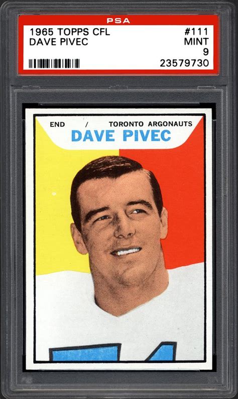 1965 Topps Cfl Dave Pivec Psa Cardfacts®