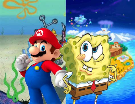 Super Mario Y Bob Esponja By Andrestoons On Deviantart