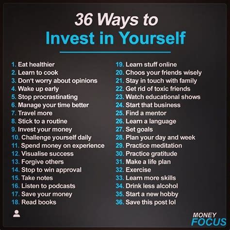 36 Ways To Invest In Yourself Invest Walls