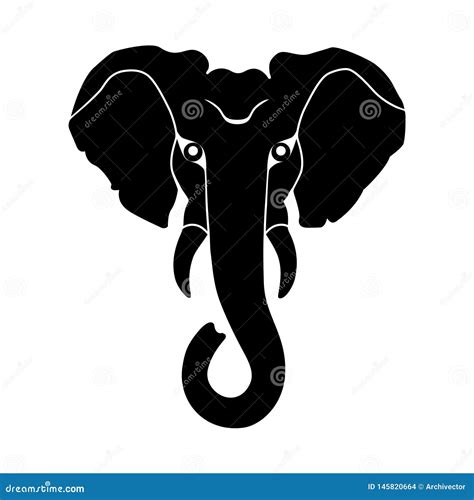 Elephant Head Black Icon Stock Vector Illustration Of Drawing 145820664