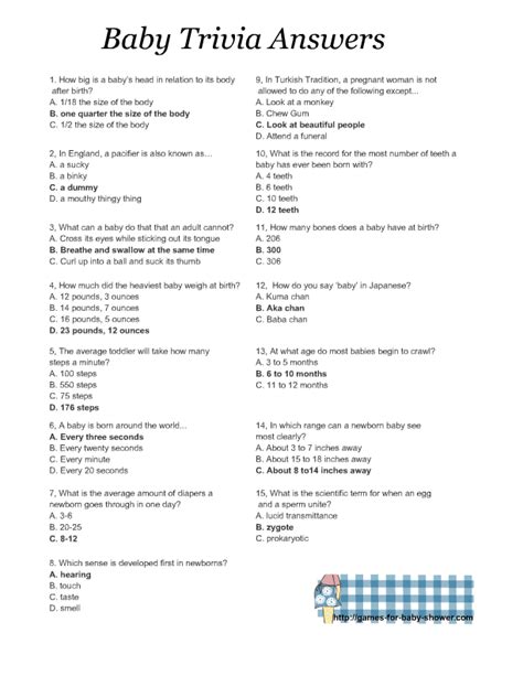 Trivia contests are giveaways where entrants are asked questions and the winners are drawn from a. Free Printable Baby Shower Trivia Quiz