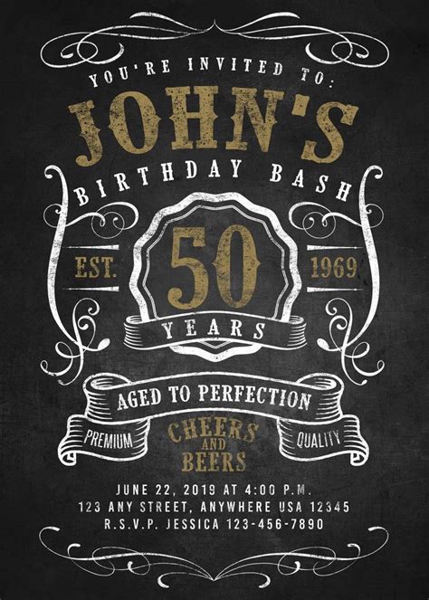 50th Birthday Invitation Aged To Perfection Invitation Cheers And